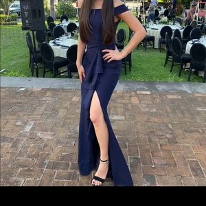 Lulus navy blue formal wedding guest dress